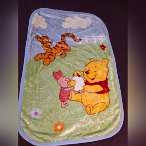 VTG Disney Winnie The Pooh Piglet Plush Baby Throw Blanket Rounded Corners